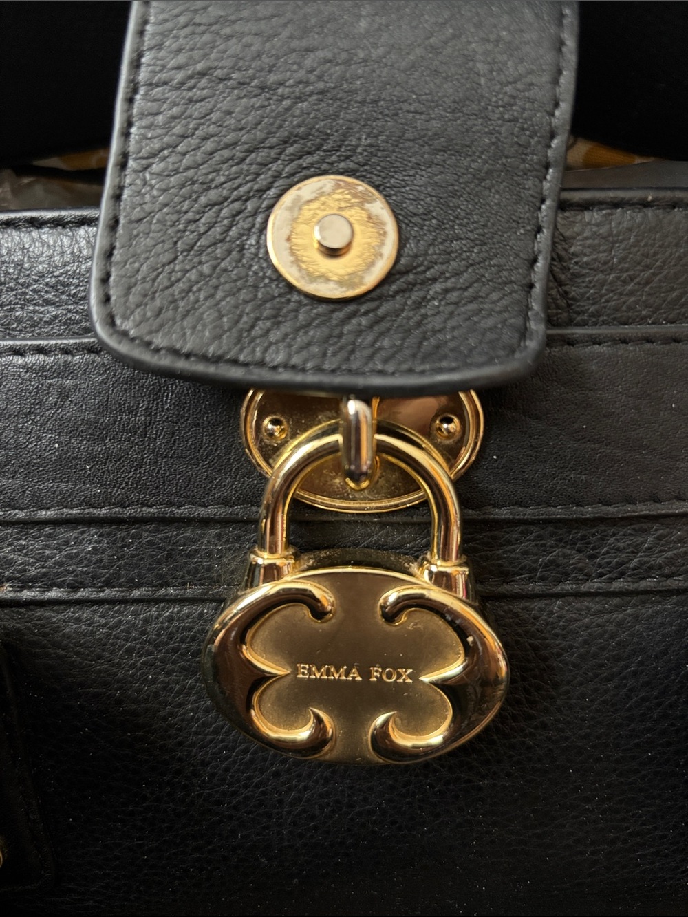 ⭐️Final Markdown⭐️Emma Fox Black Leather Shoulder Bag with Gold Hardware - Picture 10 of 12